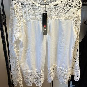 White Lace Long Sleeve Top